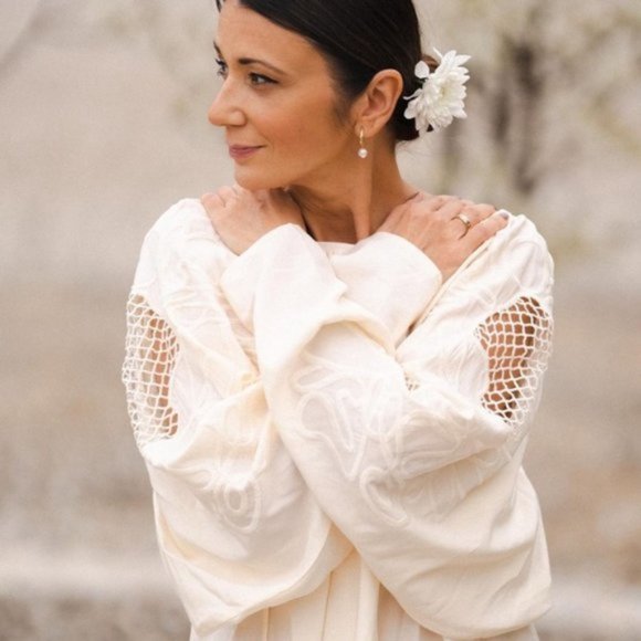 NWT H&M Low Back Voluminous Embroidery Sleeves Mini Dress - Picture 11 of 14